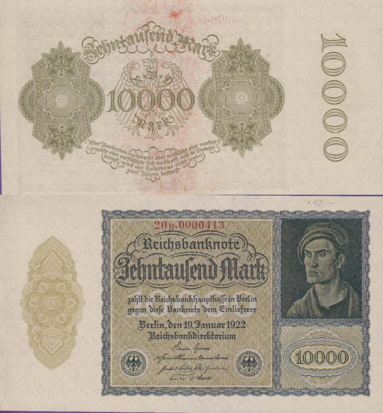DEUTSCHLAND 10000 Mark 1922 Reichsbanknote UNC