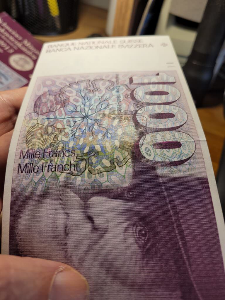 SCHWEIZ SWITZERLAND 1000 Francs 1987 Auguste Forel - aUNC/EF - Görsel 3