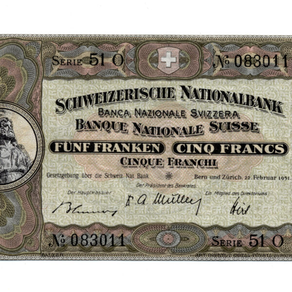 SWITZERLAND 5 Francs 1951 - Uncirculated UNC