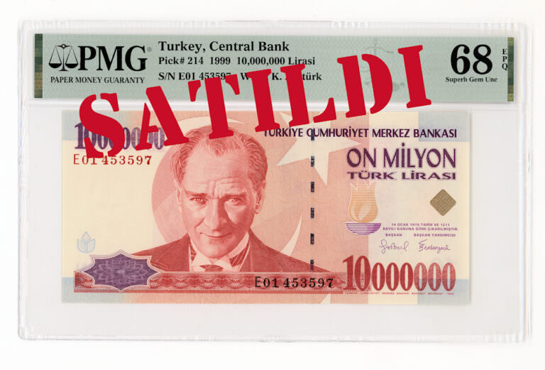 8. Emisyon 10 000 000 Türk Lirasi Piri Reis PMG 68 EPQ - UNC çil