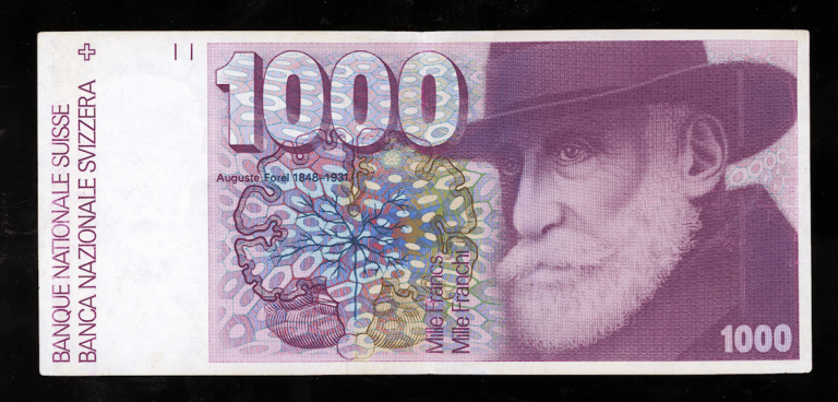 SCHWEIZ SWITZERLAND 1000 Francs 1987 Auguste Forel - aUNC/EF