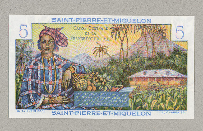 SAINT-PIERRE-ET-MIQUELON 5 Francs 1950-1960 Pick # 22- UNC