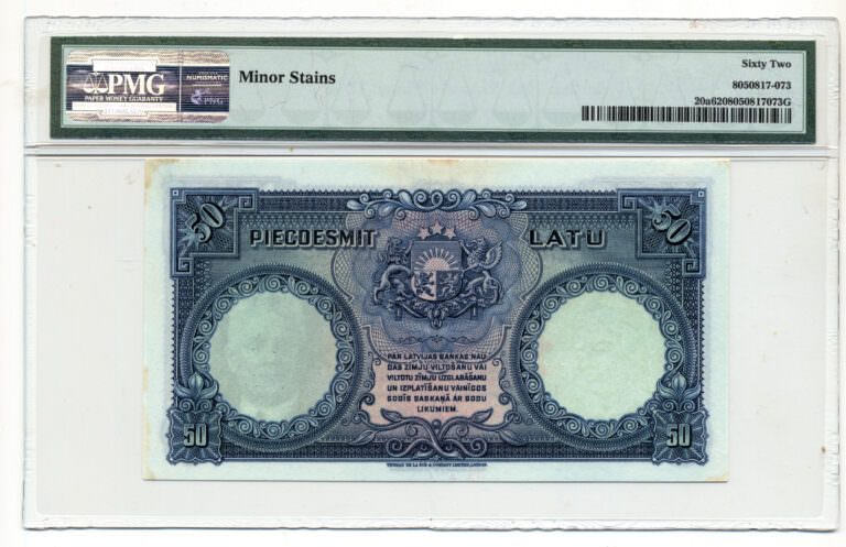 LATVIA 50 Latu 1934 Pick#20a PMG 62 - UNC *SATILDI - OUT of  STOCK - Görsel 3