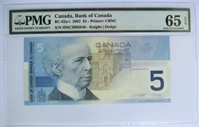 CANADA KANADA 5 Dollars 2003 Pick # 62a-i PMG 65 EPQ UNC