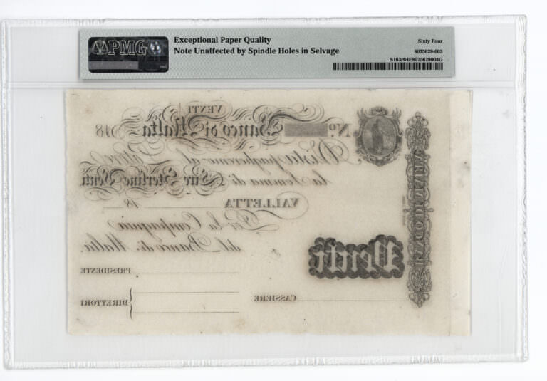 MALTA 20 Lire ND (1810) Pick # S163r PMG 64 EPQ - UNC - Görsel 2