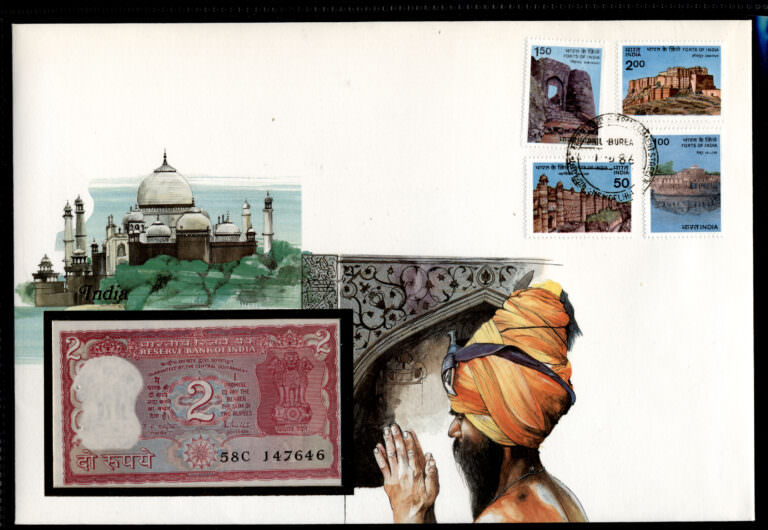INDIA Hindistan Numisbrief banknot ile 1986