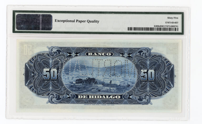 MEXICO 50 Pesos ND (1902-14) Pick # S308r PMG 65 EPQ UNC *Perforation AMORTIZADO *SATILDI - OUT OF STOCK - Görsel 2