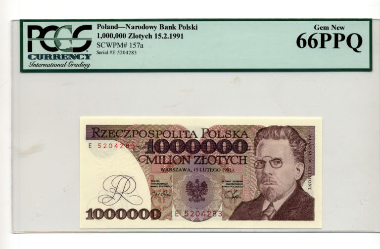 POLAND 1 000 000 Zlotych 1991 Pick#157a PCGS 66 PPQ - UNC