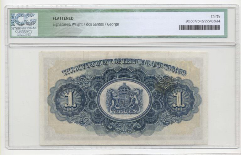 TRINIDAD and TOBAGO 1 Dollar 1942 Pick # 5c ICG 30 VF - Görsel 2