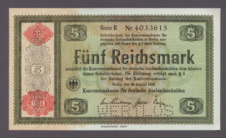 DEUTSCHLAND 5 Reichsmark 1933 *WERTLOS Specimen UNC