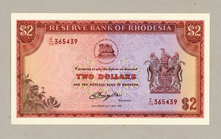 Rhodesia 2 Dollar 1979 Pick # 39b  UNC