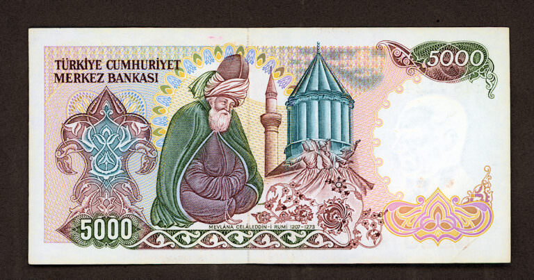 7. Emisyon 5000 Lira 1981 Mevlana Pick # 197 (E serisi) UNC