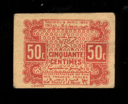 FAS MOROCCO 50 Centimes 1944 - RARE!!