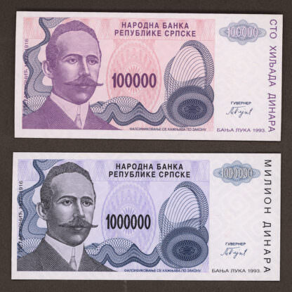 Bosnia - Herzegovina  1993 Banja Luka Second Issue 2 Banknotes - UNC