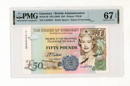 GUERNSEY 50 Pounds ND (1994) Pick # 59 PMG 67 PPQ – UNC