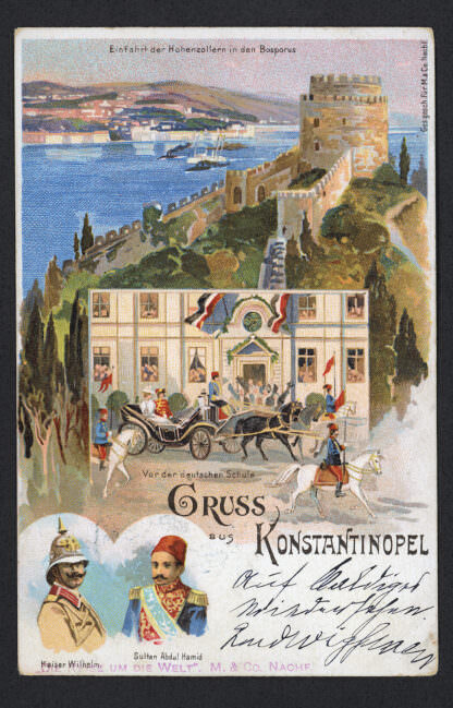 Constantinople Litho Sultan Abdulhamid Ottoman TURKEY used Postcard *RARE!!!