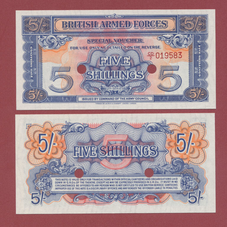 Great Britain Britsh Armed Forces 5 Shillings, 1 Pounds 3 adet çil bankotlar