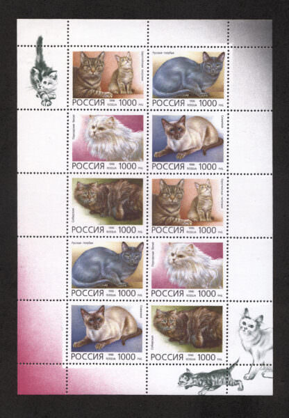 RUSSIA Kediler serisi blok **MNH Mint SATILDI - OUT OF STOCK SATILDI - OUT OF STOCK SATILDI - OUT OF STOCK