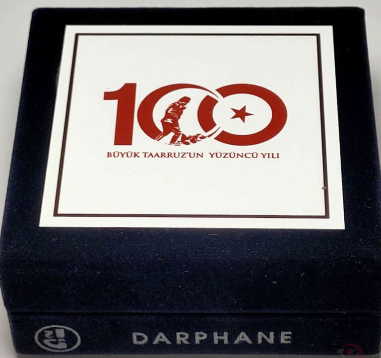 2022 YILI BÜYÜK TAARRUZ’UN 100. YILI DARPHANE HATIRA GÜMÜŞ YEŞİL POLİMER HALKALI KADİFE KUTUSUNDA - Görsel 6