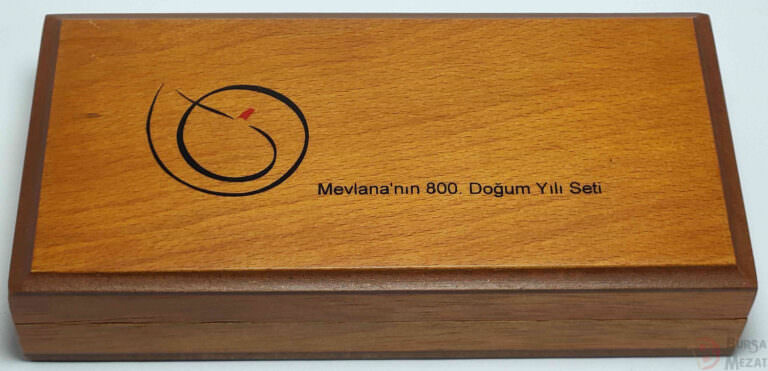 2007 YILI MEVLANA 800. DOĞUM YILI DARPHANE HATIRA GÜMÜŞ PARA SETİ AHŞAP KUTUSUNDA - Görsel 4