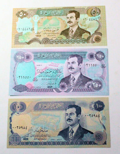 IRAQ 3 adet Bankot Saddam Huseyin *çil
