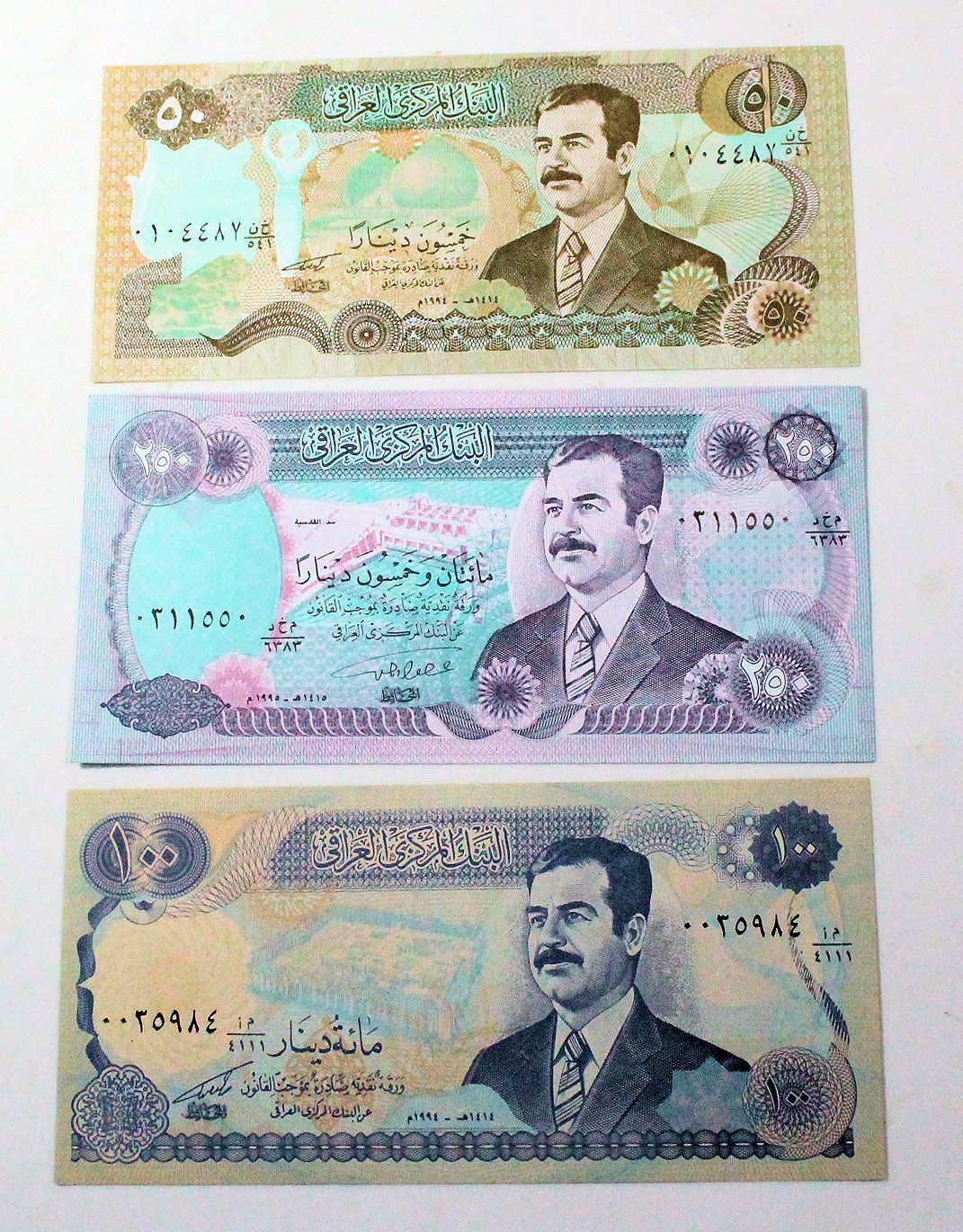 IRAQ 3 adet Bankot Saddam Huseyin *çil