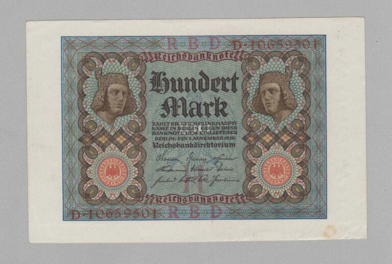 ALMANYA Deutschland 100 Mark 1920 UNC- çil Banknot