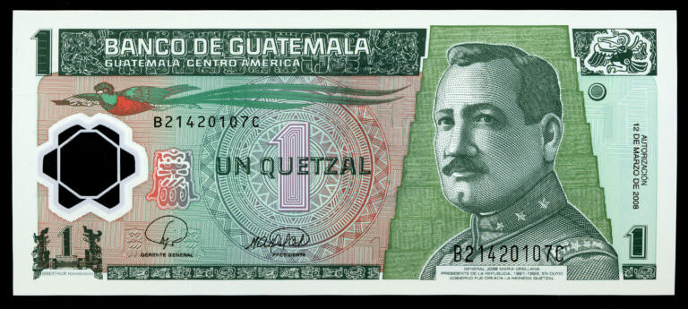 GUATEMALA 1 Quetzal 2008 Polymer  - UNC çil banknot *SATILDI - OUT OF STOCK