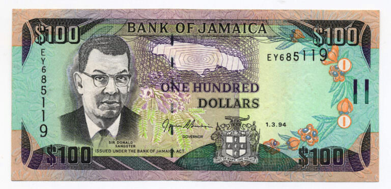 JAMAICA 100 Dollars 1994 - EF+ ççt banknot