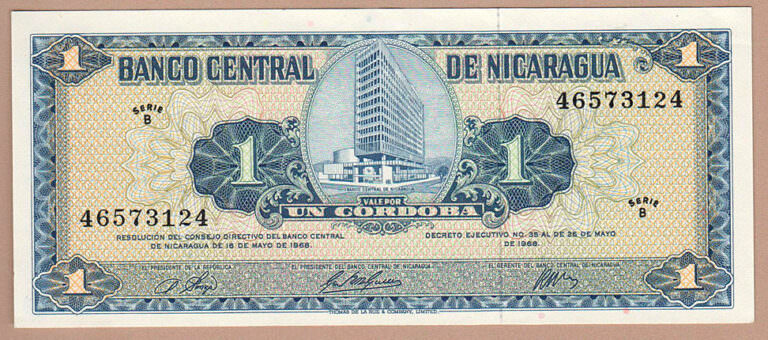 NICARAGUA 1 Cordoba 1962 Pick#107 UNC çil banknot