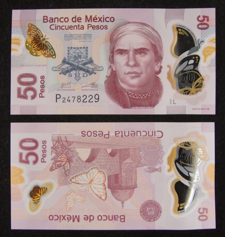 MEXICO 50 Pesos Polymer UNC çil banknot