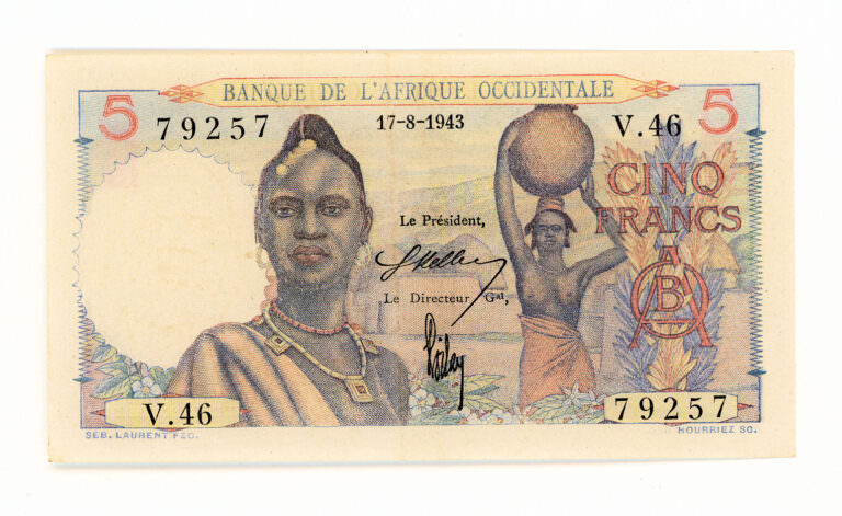 1943 BANK OF WEST AFRICA 5 FRANCS - UNC *çil Banknot SATILDI - OUT OF STOCK SATILDI