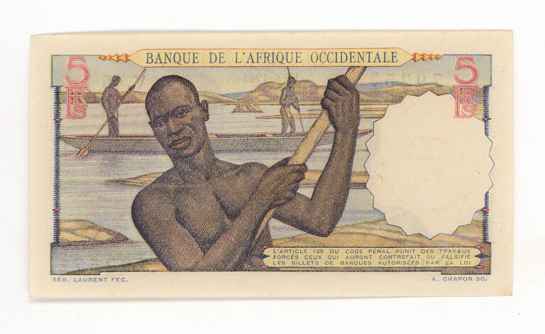 1943 BANK OF WEST AFRICA 5 FRANCS - UNC *çil Banknot SATILDI - OUT OF STOCK SATILDI - Görsel 3