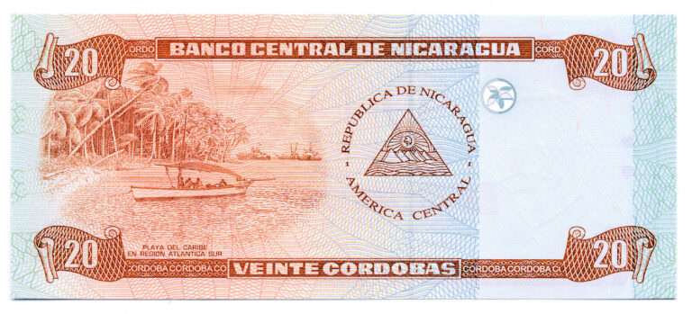 NICARAGUA 20 Cordobas 2002 Pick#192 UNC çil banknot - Görsel 2