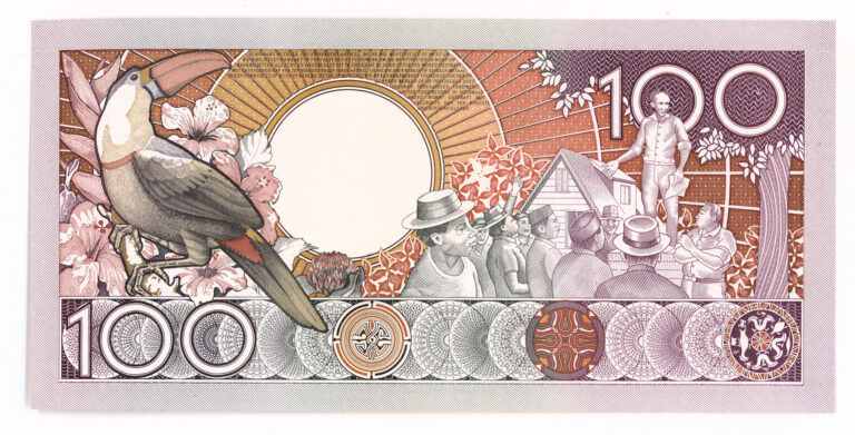 SURINAM 100 Gulden 1986 UNC çil banknot