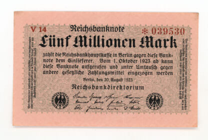 ALMANYA Deutschland 5 Milyon Mark 1923 ççt banknot
