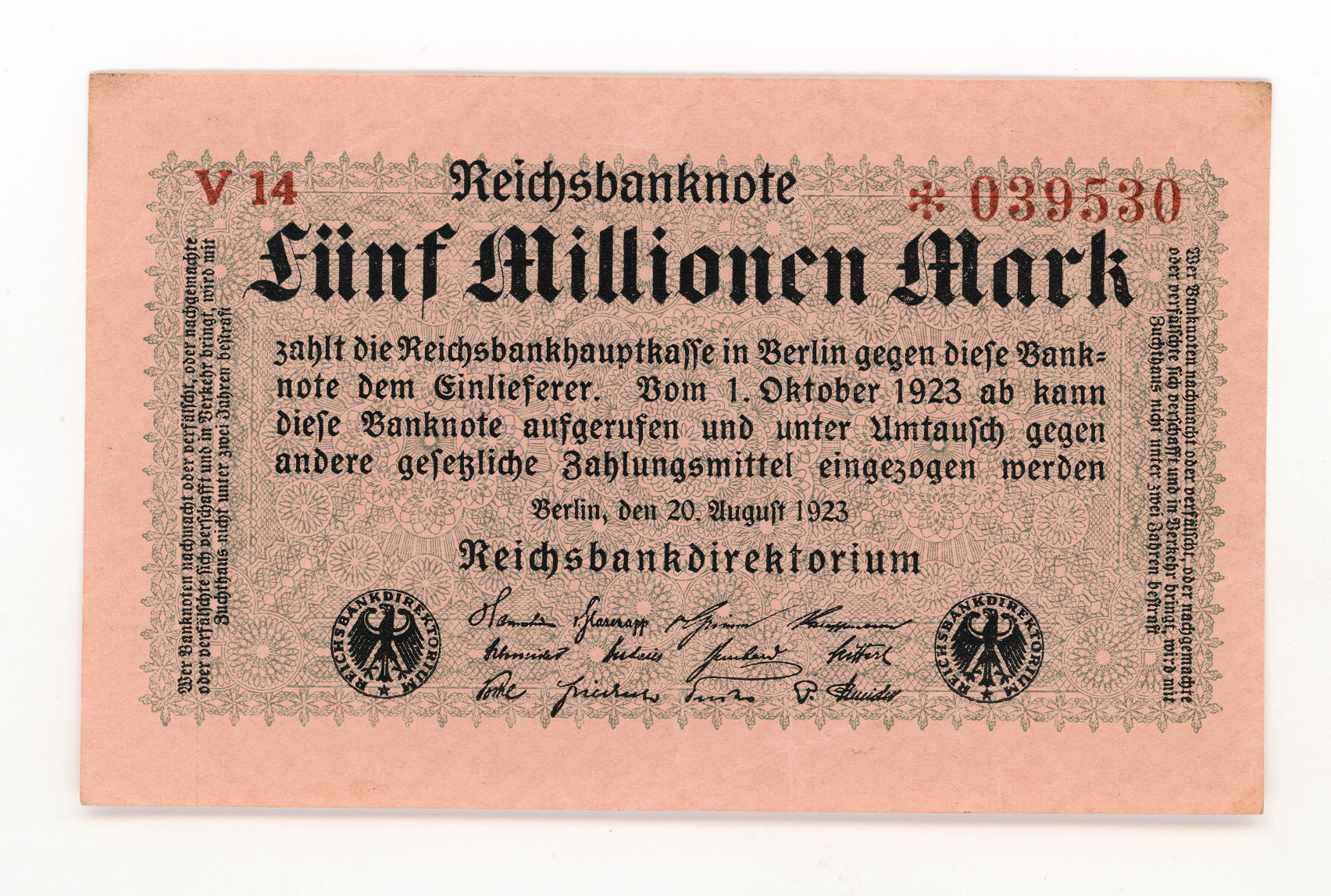 ALMANYA Deutschland 5 Milyon Mark 1923 ççt banknot