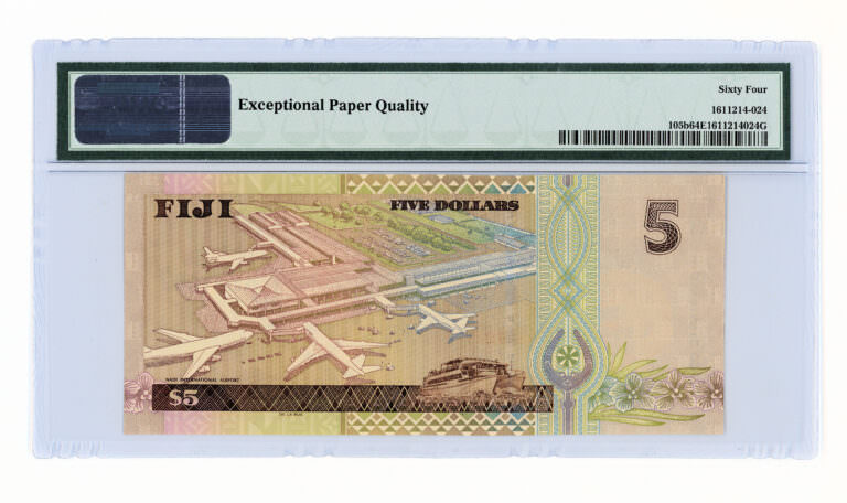 FIJI 5 Dollars 2002 PMG 64 EPQ Sertifikalı banknot Kraliçe - Görsel 2