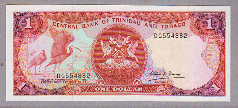 TRINIDAD and TOBAGO 1 Dollar 1985 Pick#36b UNC çil banknot