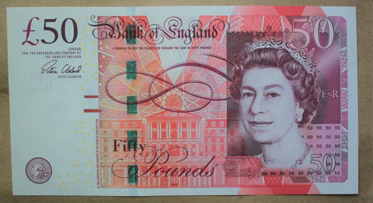 GREAT BRITAIN Ingiltere 50 Pounds Kraliçe çil banknot