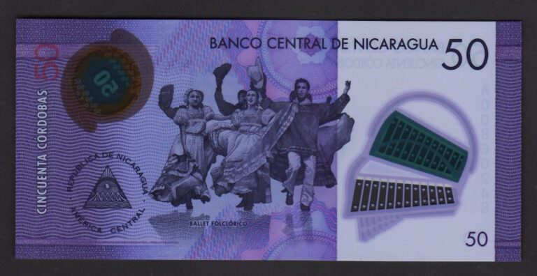 NICARAGUA 50 Cordobas UNC çil banknot - Görsel 2