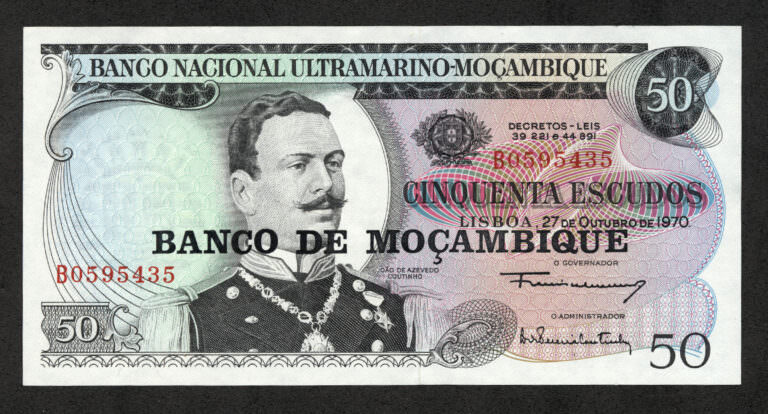 Moçambique Mozambik 50 Escudos (over print Banco de Moçambique) UNC