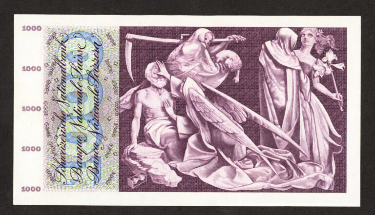 SWITZERLAND İsviçre 1000 Francs 1974 - VF *4'e katlanmış, çok çok temiz banknot *SATILDI - OUT OF STOCK - Görsel 3
