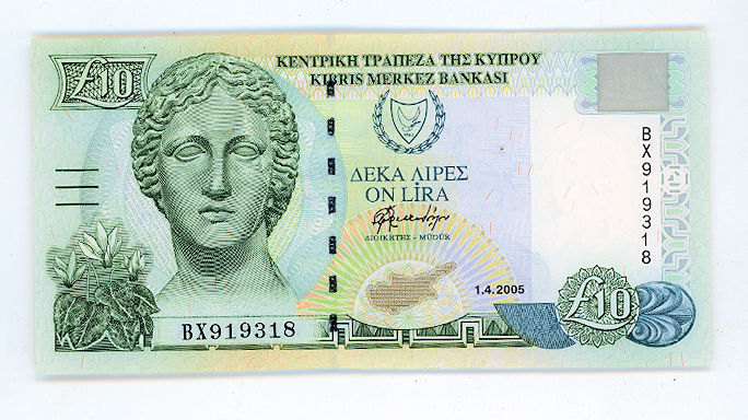 KIBRIS  CYPRUS 10 Pounds 2001 çil banknot - UNC