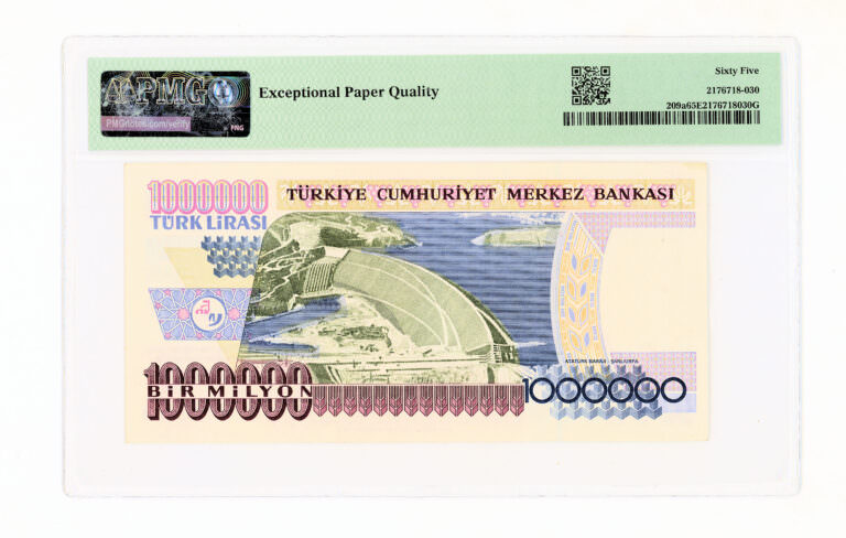 7. Emisyon 1 000 000 Lira ND 1995  Pick#209a PMG 65 EPQ - UNC - Görsel 2
