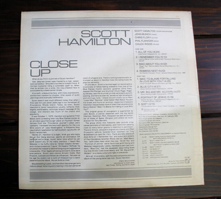 SCOTT HAMILTON Close up - Printed in U.S.A. 7/8 LP Plak - Görsel 2