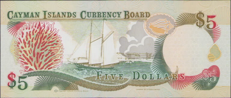 CAYMAN ISLAND 5 Dollars 1996 *Kraliçe çil banknot - Görsel 2