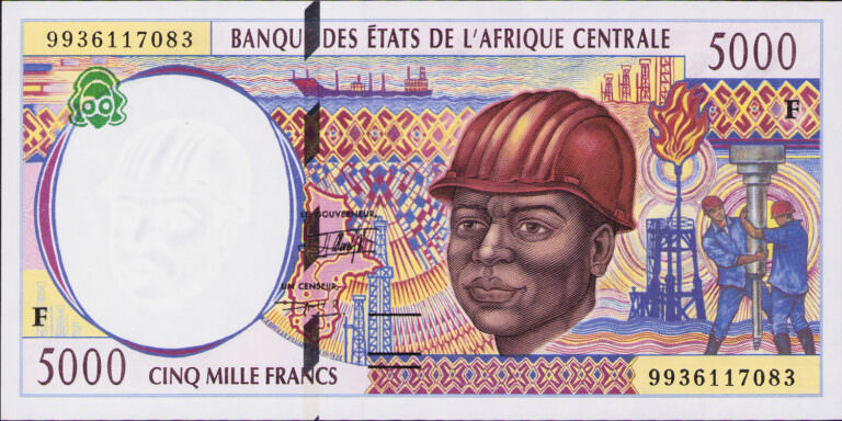 Banque der Etats de L`AFRIQUE CENTRALE 5000 Francs UNC çil banknot *SATILDI - OUT OF STOCK