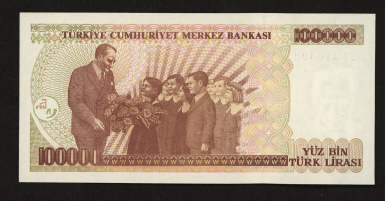 7. Emisyon 100 000 Lira ND 1991  - UNC çil banknot - Görsel 2