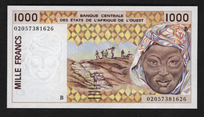 West African States, K Senegal, 1000 Francs 2002, UNC, çil banknot
